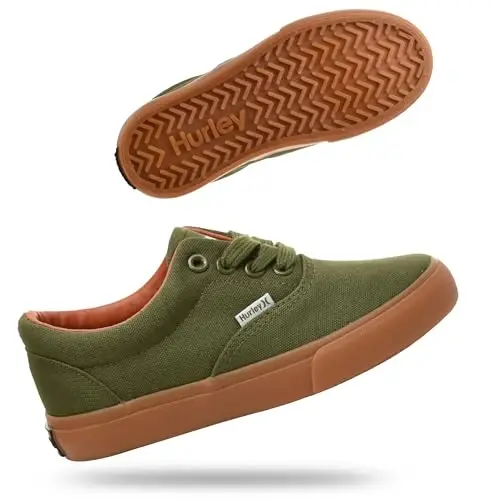 Hurley Marley Kids Lace Up Canvas Sneakers – Low Cut Skateboarding Shoes for Kids, Sports Shoes for Boys and Girls - 1