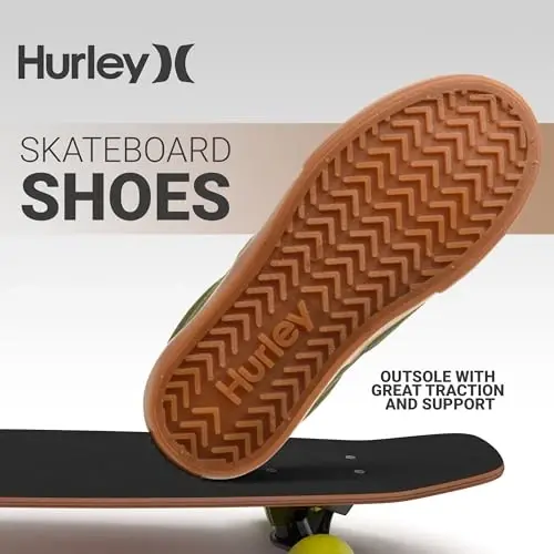 Hurley Marley Kids Lace Up Canvas Sneakers – Low Cut Skateboarding Shoes for Kids, Sports Shoes for Boys and Girls - 4