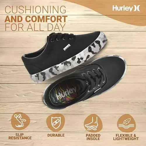 Hurley Marley Kids Lace Up Canvas Sneakers – Low Cut Skateboarding Shoes for Kids, Sports Shoes for Boys and Girls - 5