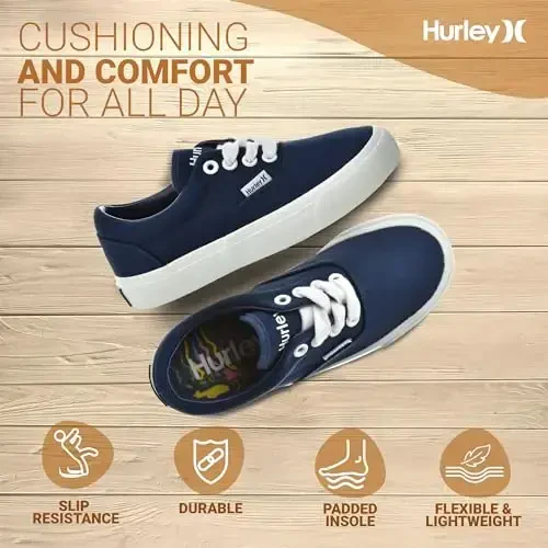 Hurley Marley Kids Lace Up Canvas Sneakers – Low Cut Skateboarding Shoes for Kids, Sports Shoes for Boys and Girls - 5