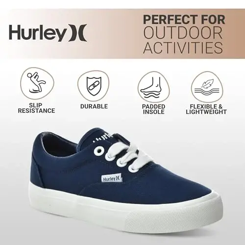 Hurley Marley Kids Lace Up Canvas Sneakers – Low Cut Skateboarding Shoes for Kids, Sports Shoes for Boys and Girls - 5
