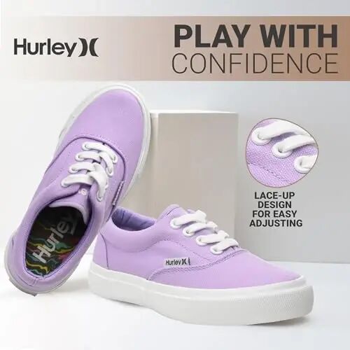 Hurley Marley Kids Lace Up Canvas Sneakers – Low Cut Skateboarding Shoes for Kids, Sports Shoes for Boys and Girls - Hurley (1)