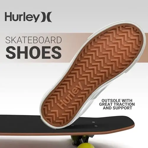 Hurley Marley Kids Lace Up Canvas Sneakers – Low Cut Skateboarding Shoes for Kids, Sports Shoes for Boys and Girls - 4