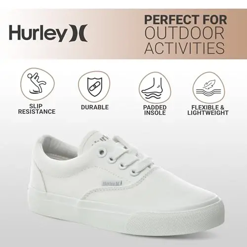 Hurley Marley Kids Lace Up Canvas Sneakers – Low Cut Skateboarding Shoes for Kids, Sports Shoes for Boys and Girls - 5