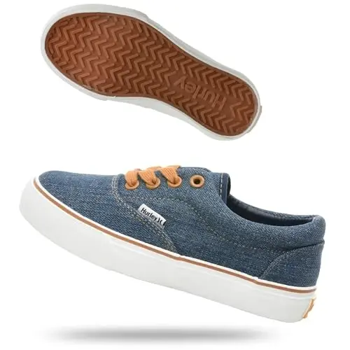 Hurley Marley Kids Lace Up Canvas Sneakers – Low Cut Skateboarding Shoes for Kids, Sports Shoes for Boys and Girls - 1