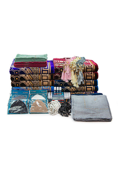 Hürrem Velvet Prayer Rug Set for 20 People, Perfect for Hajj and Umrah Pilgrimage - 3