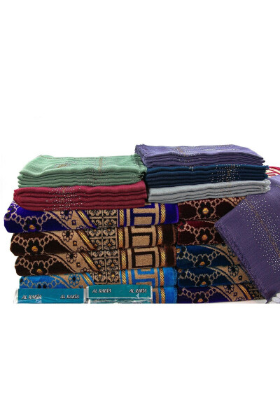 Hürrem Velvet Prayer Rug Set for 20 People, Perfect for Hajj and Umrah Pilgrimage - 7