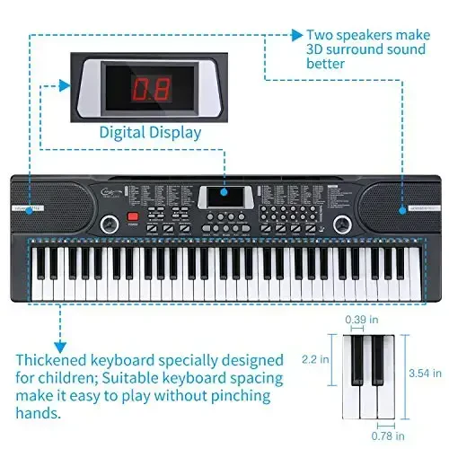 Hurricane Kids Piano Keyboard, 61 Keys Beginner Electronic Keyboard Portable Digital Music Keyboard, Early Education Music Instrument with Microphone & Music Sheet Stand, Gift for Boy Girl - 4