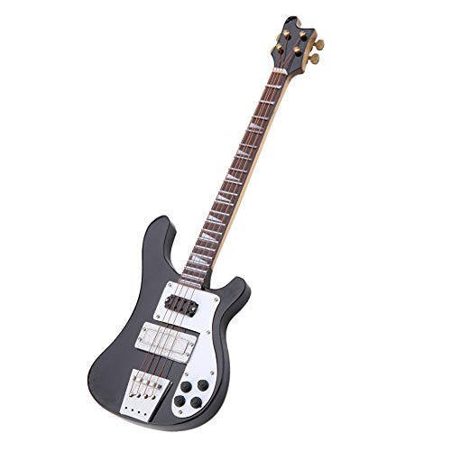 HURRISE Miniature Bass, Miniature Instruments Resistant Miniature Guitar Musical Model Elegant for Home Office Decor - 2