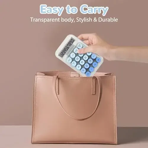 HUTUDD Chiroyli Kalkulyator, Mexanik Kalit Kalkulyatori, Kalkulyatorlar Stol usti 10 Xonali, Katta Tugmachalar va LCD Displeyli Stol Kalkulyatorlari, Batareya Quvvati, Maktab Uy Ofis Asoslari uchun Ideal (Moviy) - 5