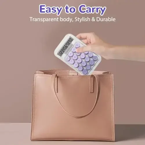 HUTUDD Chiroyli Kalkulyator, Mexanik Kalit Kalkulyatori, Kalkulyatorlar Stol Ustidagi 10 Xonali, Katta Tugmachali va LCD Displeyli Stol Kalkulyatorlari, Batareya Quvvati, Maktab Uy Ofisi uchun Ideal Asosiy Binafsha - 5