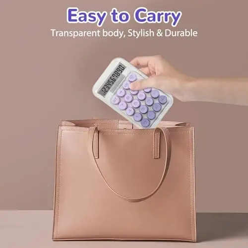 HUTUDD Cute Calculator, Mechanical Switch Calculator,Calculators Desktop 10 Digits,Desk Calculators with Big Buttons and LCD Display,Battery Power, Ideal for School Home Office Basic Purple - 5