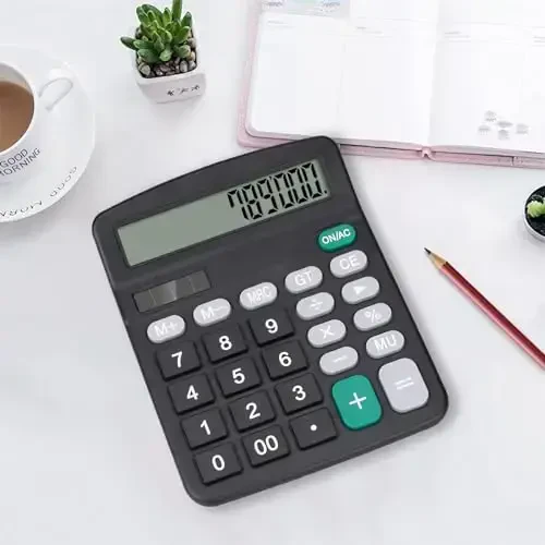 HUTUDD Desktop Calculator, Black Calculator Big Buttons, 12-Digits Large LCD Display, Solar and AA Battery Dual Power, Desk Calculators for Office Home School Business Class (Black) - 3