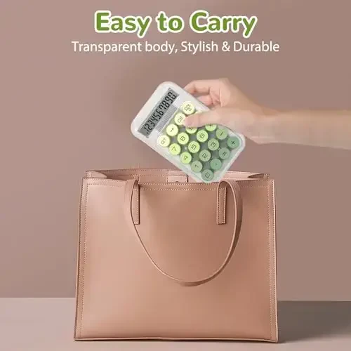 HUTUDD Симпатичный калькулятор, Калькулятор с механическими переключателями, Настольные калькуляторы 10 цифр, Настольный калькулятор с большими кнопками и ЖК-дисплеем, Питание от батареи, Простой маленький калькулятор для школы, дома, офиса (зеленый) - 5