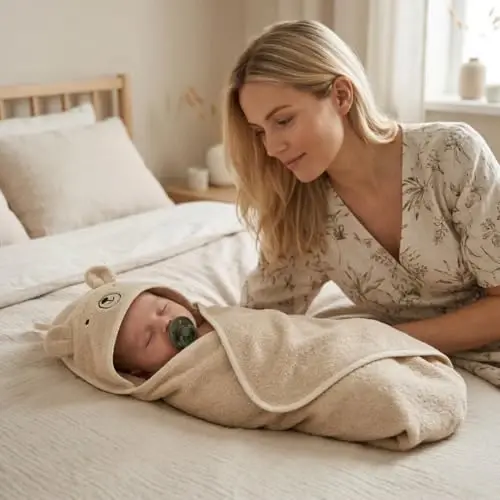 Huxie Baby Hooded Towel – Organic Cotton Baby Bath Towels – Baby Towels, Baby Bath Towels for Baby Boy, Baby Girl, 32