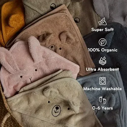 Huxie Baby Hooded Towel – Organic Cotton Baby Bath Towels, 32