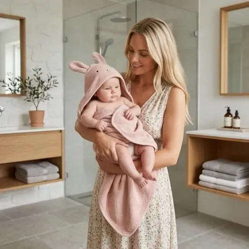 Huxie Baby Hooded Towel – Organic Cotton Baby Bath Towels, 32
