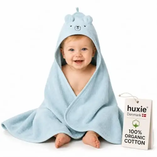 Huxie Baby Hooded Towel – Organic Cotton Baby Bath Towels – Baby Towels, Baby Bath Towels for Baby Boy, 32