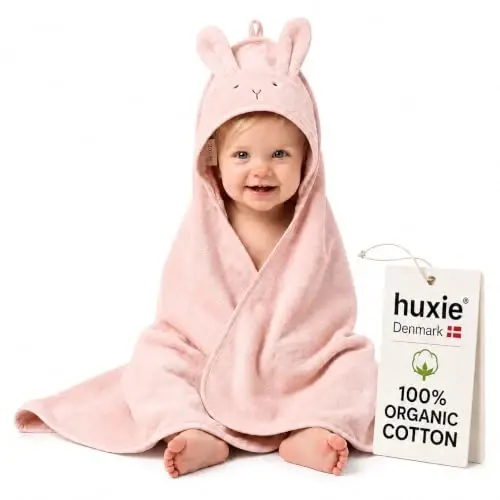 Huxie Baby Hooded Towel – Organic Cotton Baby Bath Towels – Baby Towels, Baby Bath Towels for Baby Boy, Baby Girl, 32