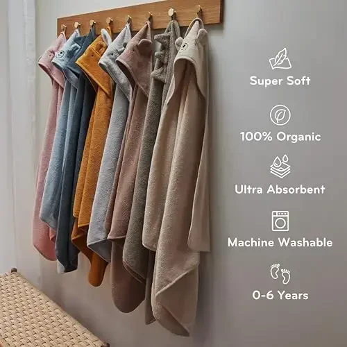 Huxie Baby Hooded Towel – Organik Paxta Chaqaloq Hammom Sochiqlari – Chaqaloq Sochiqlari, O'g'il bola, Qiz bola uchun Chaqaloq Hammom Sochiqlari, 32