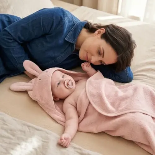 Huxie Baby Hooded Towel – Organic Cotton Baby Bath Towels – Baby Towels, Baby Bath Towels for Baby Girl, 32