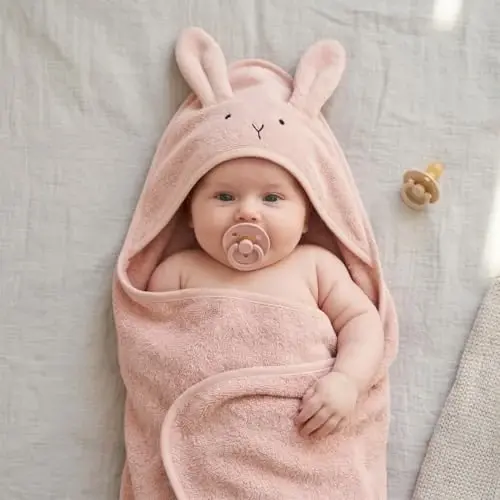Huxie Baby Hooded Towel – Organic Cotton Baby Bath Towels – Baby Towels, Baby Bath Towels for Baby Boy, Baby Girl, 32