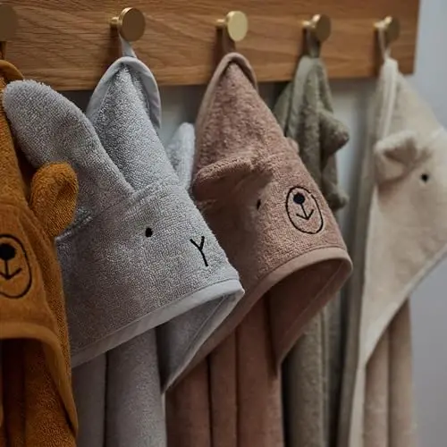 Huxie Hooded Baby Towel – 100% Organic Cotton Baby Bath Towels – Baby Boy and Girl Newborn Essentials - Super-Soft and Absorbent. (Rabbit - Pearl Grey) - 4