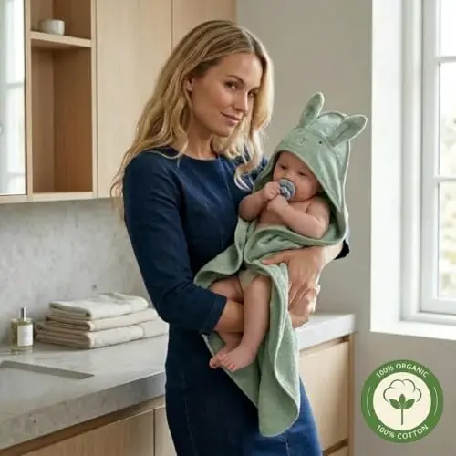 Huxie Baby Hooded Towel – Organic Cotton Baby Bath Towels – Baby Towels, Baby Bath Towels for Baby Boy, Baby Girl, 32
