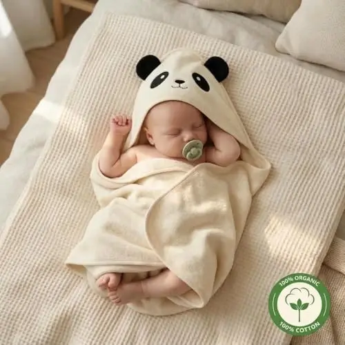 Huxie Baby Hooded Towel – Organic Cotton Baby Bath Towels – Baby Towels, Baby Bath Towels for Baby Boy, Baby Girl, 32