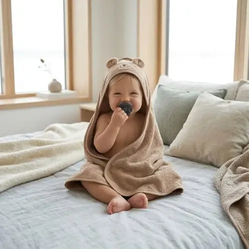 Huxie Baby Hooded Towel – Organic Cotton Baby Bath Towels – Baby Towels, Baby Bath Towels for Baby Boy, Baby Girl, 32