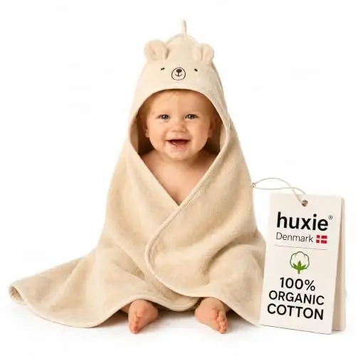 Huxie Baby Hooded Towel – Organic Cotton Baby Bath Towels – Baby Towels, Baby Bath Towels for Baby Boy, Baby Girl, 32