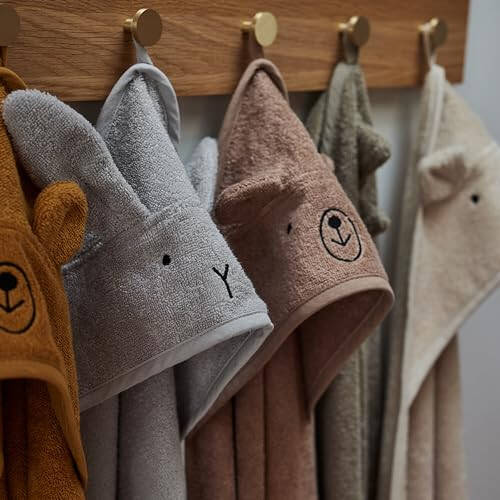 Huxie Denmark - Premium Organic Cotton Baby Bath Towel – Hooded Toddler and Baby Towels for Newborn Girl and Boy – Super Soft and Absorbent, 32 x 32 (Bear - Autumn Yellow) - 2