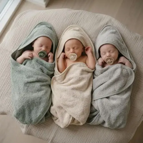 Huxie Hooded Baby Towels – 100% Organic Cotton Baby Bath Towels – Baby Boy Newborn Essentials - Super-Soft and Absorbent.(2-Pack Fog and Baby Blue) - 4