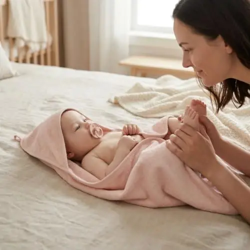 Huxie Hooded Baby Towels – 100% Organic Cotton Baby Bath Towels – Baby Boy and Girl Newborn Essentials - Super-Soft and Absorbent. (2-Pack Blush and Baby Blue) - HUXIE (1)