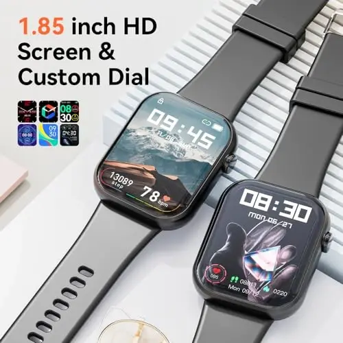 Hwagol Smart Watch (Answer/Make Call) 1.85inch Fitness Tracker, DIY Dials/Pedometer/Calories/Multiple Sport Modes/Voice Assistant, Smart Watches for Men Women Android iOS Phones - 5