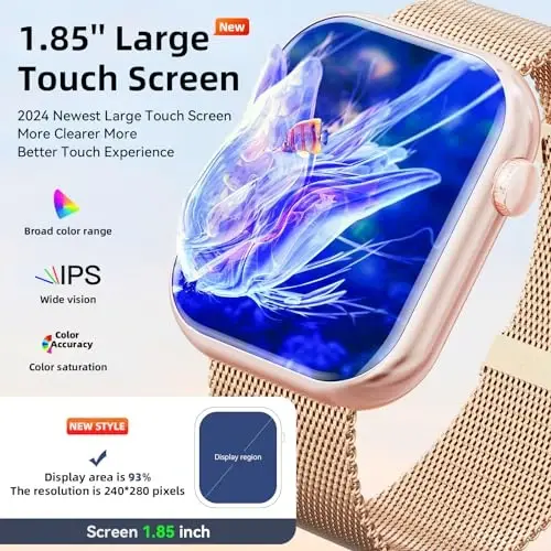 Hwagol Smart Watch (Answer/Make Call) 1.85inch Fitness Tracker, DIY Dials/Pedometer/Calories/Multiple Sport Modes/Voice Assistant, Smart Watches for Men Women Android iOS Phones - 3