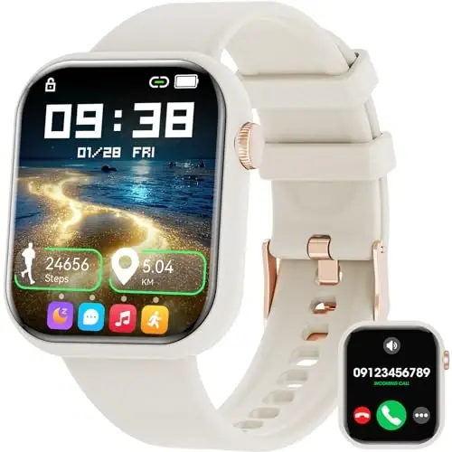 Hwagol Smart Watch (Answer/Make Call) 1.85inch Fitness Tracker, DIY Dials/Pedometer/Calories/Multiple Sport Modes/Voice Assistant, Smart Watches for Men Women Android iOS Phones - HWAGOL