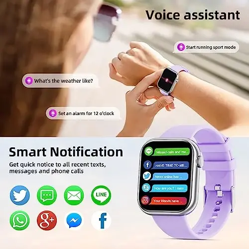 Hwagol Smart Watch (Answer/Make Call) 1.85inch Fitness Tracker, DIY Dials/Pedometer/Calories/Multiple Sport Modes/Voice Assistant, Smart Watches for Men Women Android iOS Phones - 4
