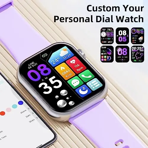 Hwagol Smart Watch (Answer/Make Call) 1.85inch Fitness Tracker, DIY Dials/Pedometer/Calories/Multiple Sport Modes/Voice Assistant, Smart Watches for Men Women Android iOS Phones - 6