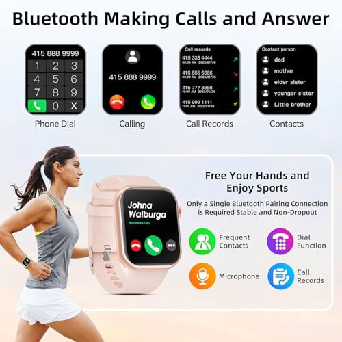 Hwagol Smart Watch (Answer/Make Call) 2024 Newest 1.85 Inch Fitness Tracker, Heart Rate/Sleep Monitor/Pedometer/Calories, Multiple Sport Modes, Smart Watches for Women Men Android iOS Phones Compatible - 8