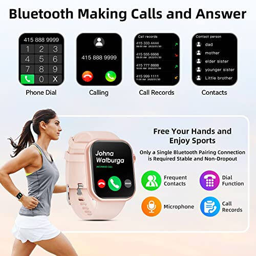 Hwagol Smart Watch (Answer/Make Call) 2024 Newest 1.85 Inch Fitness Tracker, Heart Rate/Sleep Monitor/Pedometer/Calories, Multiple Sport Modes, Smart Watches for Women Men Android iOS Phones Compatible - 4