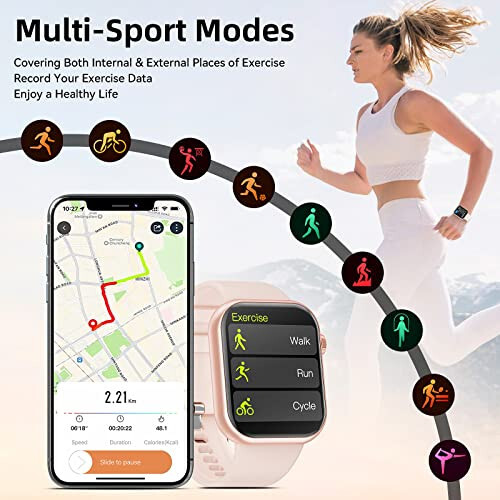 Hwagol Smart Watch (Answer/Make Call) 2024 Newest 1.85 Inch Fitness Tracker, Heart Rate/Sleep Monitor/Pedometer/Calories, Multiple Sport Modes, Smart Watches for Women Men Android iOS Phones Compatible - 5