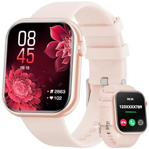 Hwagol Smart Watch (Javob/Qo'ng'iroq qilish) 2024 Eng yangi 1.85 dyuymli Fitness Tracker, Yurak urishi/Uyqu monitori/Pedometr/Kaloriya, Ko'p sport rejimlari, Ayollar va erkaklar uchun Android iOS telefonlari bilan mos keladigan aqlli soatlar - HWAGOL