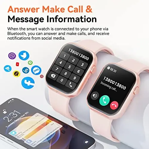 Hwagol Smart Watch (Javob/Qo'ng'iroq qilish) 2024 Eng yangi 1.85 dyuymli Fitness Tracker, Yurak urishi/Uyqu monitori/Pedometr/Kaloriya, Ko'p sport rejimlari, Ayollar va erkaklar uchun Android iOS telefonlari bilan mos keladigan aqlli soatlar - 3