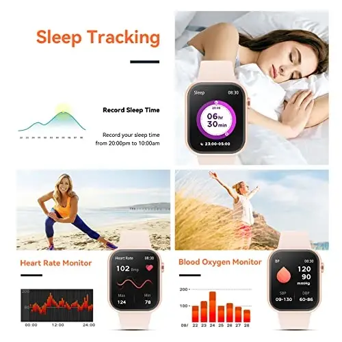 Hwagol Smart Watch (Javob/Qo'ng'iroq qilish) 2024 Eng yangi 1.85 dyuymli Fitness Tracker, Yurak urishi/Uyqu monitori/Pedometr/Kaloriya, Ko'p sport rejimlari, Ayollar va erkaklar uchun Android iOS telefonlari bilan mos keladigan aqlli soatlar - 4