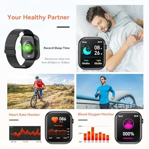 Hwagol Smart Watch (Qo'ng'iroqqa javob berish/Qo'ng'iroq qilish) 1.85 dyuymli fitnes-treker, DIY terish/Pedometr/Kaloriya/Ko'p sport rejimlari/Ovozli yordamchi, erkaklar ayollar Android iOS telefonlari uchun aqlli soatlar - 5