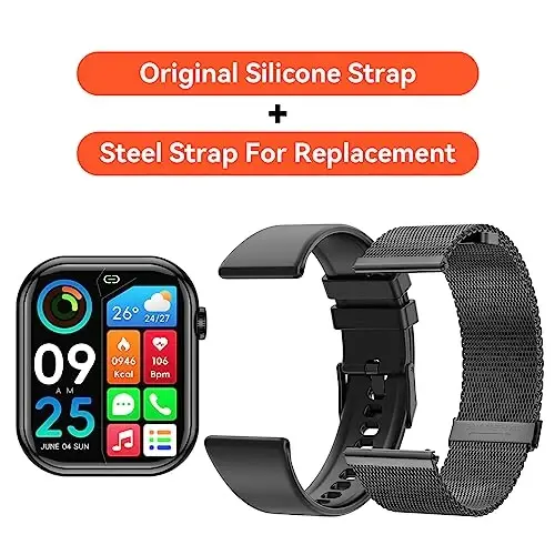 Hwagol Smart Watch (Qo'ng'iroqqa javob berish/Qo'ng'iroq qilish) 1.85 dyuymli fitnes-treker, DIY terish/Pedometr/Kaloriya/Ko'p sport rejimlari/Ovozli yordamchi, erkaklar ayollar Android iOS telefonlari uchun aqlli soatlar - 2