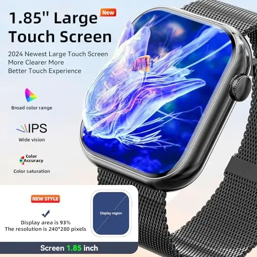 Hwagol Smart Watch (Qo'ng'iroqqa javob berish/Qo'ng'iroq qilish) 1.85 dyuymli fitnes-treker, DIY terish/Pedometr/Kaloriya/Ko'p sport rejimlari/Ovozli yordamchi, erkaklar ayollar Android iOS telefonlari uchun aqlli soatlar - 3