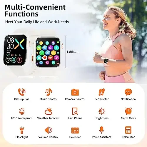 Hwagol Smart Watch (Qo'ng'iroqqa javob berish/Qo'ng'iroq qilish) 1.85 dyuymli fitnes-treker, DIY terish/Pedometr/Kaloriya/Sportning bir nechta rejimi/Ovozli yordamchi, erkaklar ayollar Android iOS telefonlari uchun aqlli soatlar - 6