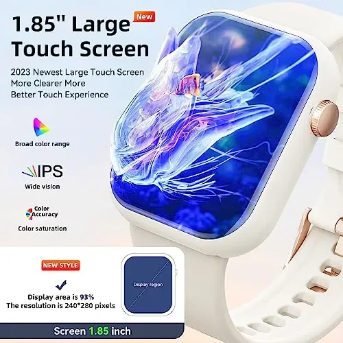 Hwagol Smart Watch (Qo'ng'iroqqa javob berish/Qo'ng'iroq qilish) 1.85 dyuymli fitnes-treker, DIY terish/Pedometr/Kaloriya/Sportning bir nechta rejimi/Ovozli yordamchi, erkaklar ayollar Android iOS telefonlari uchun aqlli soatlar - 2
